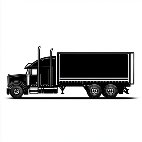 货运卡车侧视图矢量图