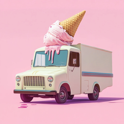 冰淇淋车倒塌冰淇淋融化