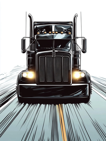 黑色卡车道路行驶视角