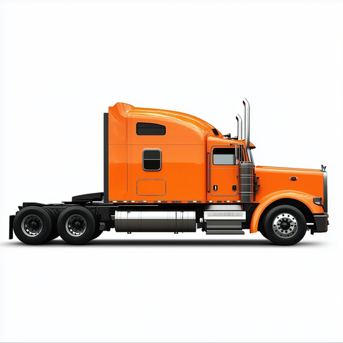 橙色卡车车头白色背景