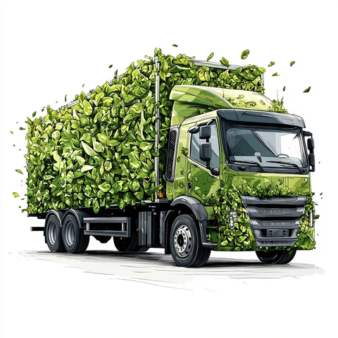 绿色电动卡车简约插画