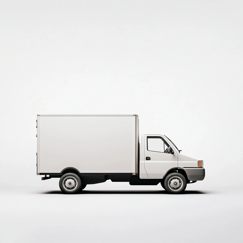 白色货车侧面特写