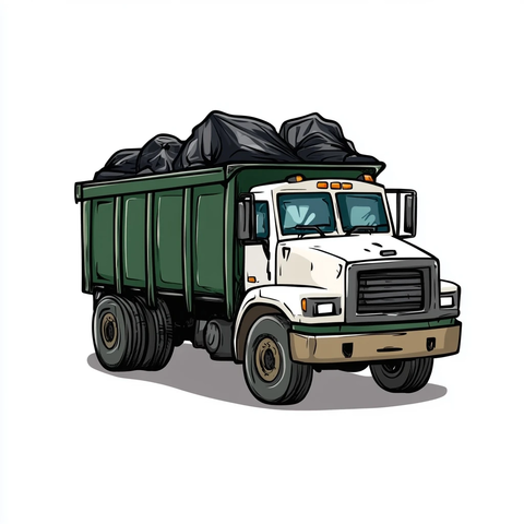 绿色白色垃圾车矢量插画