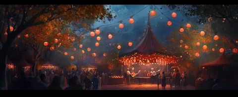 夜晚灯火通明的热闹集市