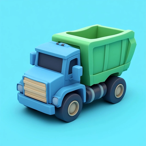 蓝色绿色垃圾车玩具模型