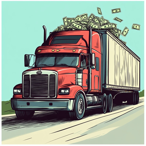 路边卡车与现金场景