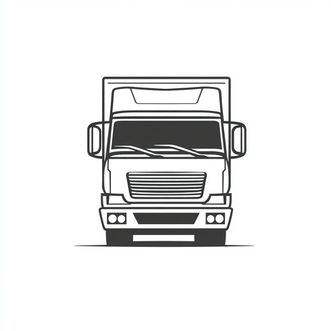 线性卡车矢量插画前视图