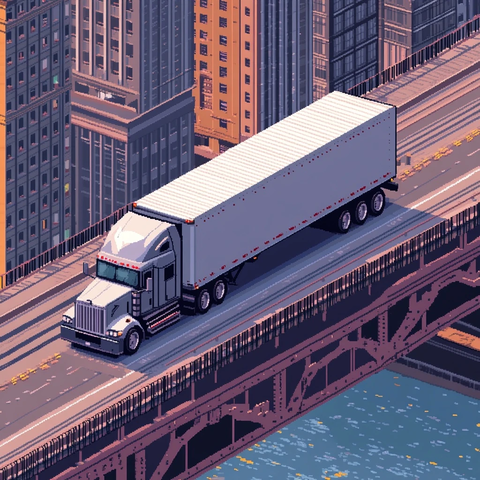 等距视角半挂卡车城市景观