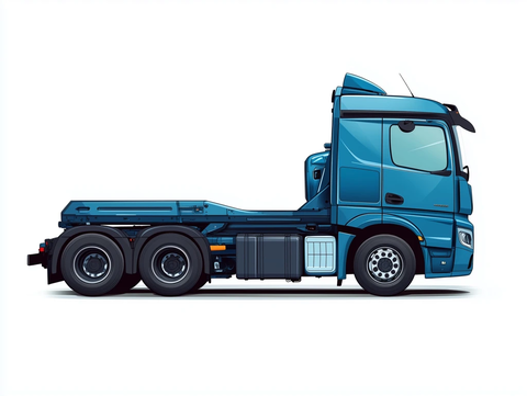 蓝色电动卡车侧面特写