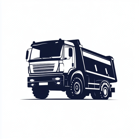 自卸卡车轮廓矢量图