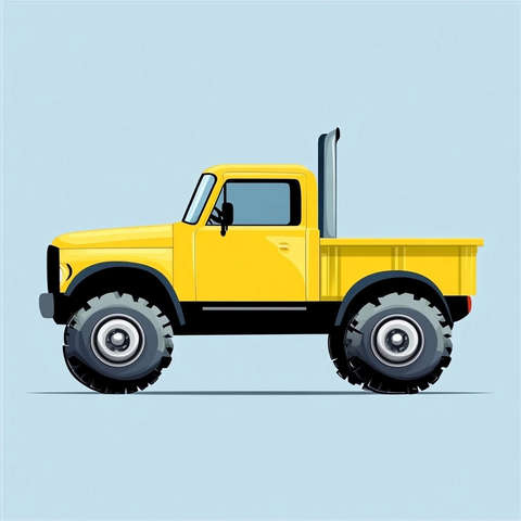 黄色卡车卡通插画