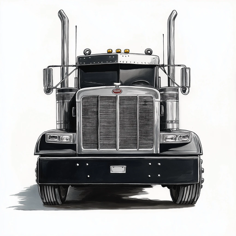 黑色彼得比尔特手绘卡车