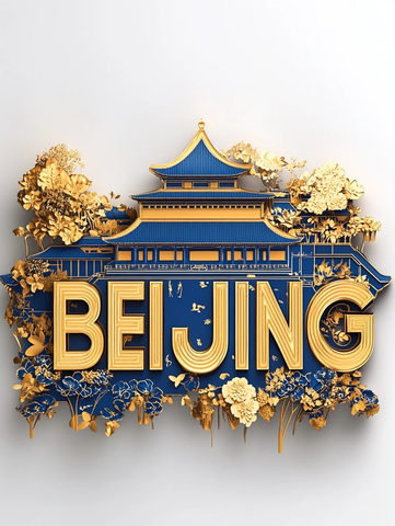 北京标志性建筑与艺术字结合的设计