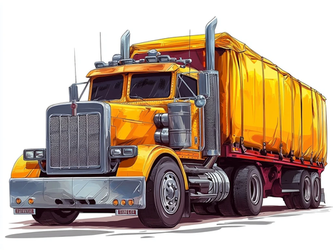 黄色卡车运载金属货物