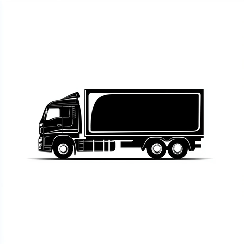 黑色货车运货侧面图