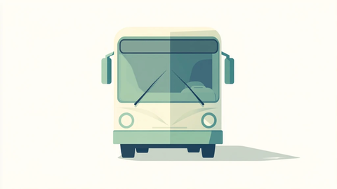 绿色巴士前脸扁平插画