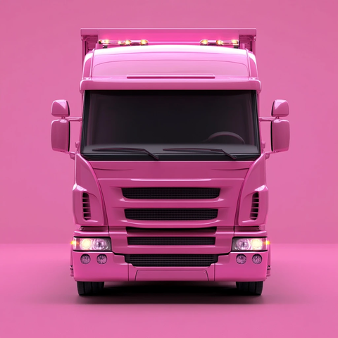 粉色卡车前视图