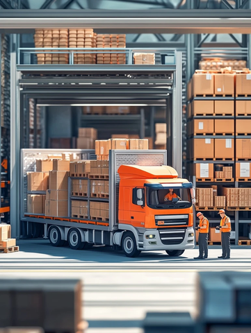 物流工人装卸货物场景