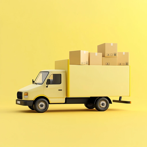 配送卡车与纸箱背景