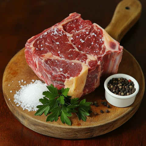 牛肉块木板盐胡椒装饰