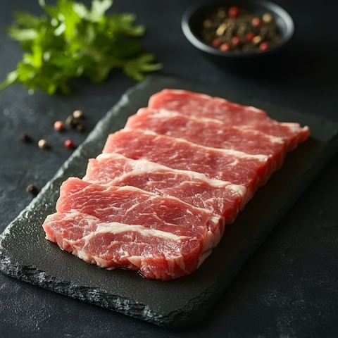 生猪肉片准备制作炸猪排