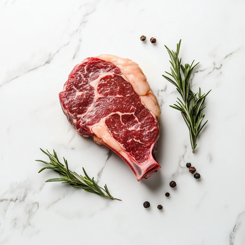 新鲜肉眼牛排白色背景