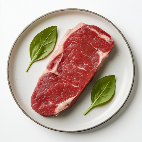 草饲牛排配绿叶