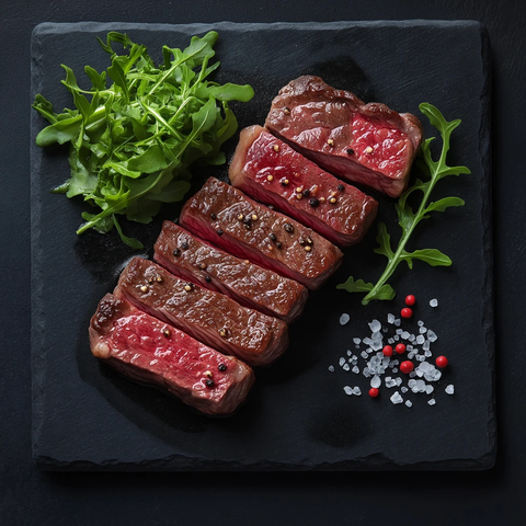 和牛排黑石板配新鲜蔬菜