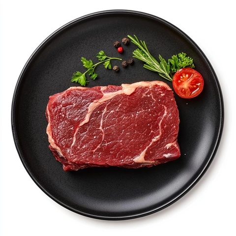 黑板生牛排俯视图