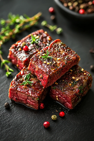 牛肉切片与香草调料