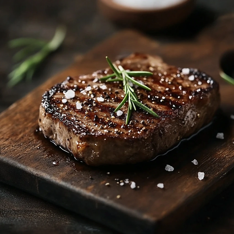 烤牛排配迷迭香海盐