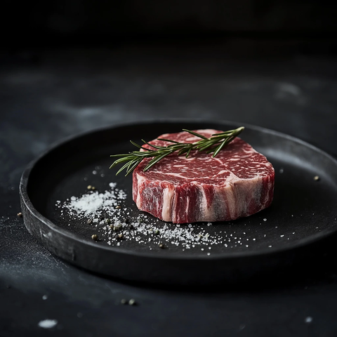 黑盘上的真实肉片