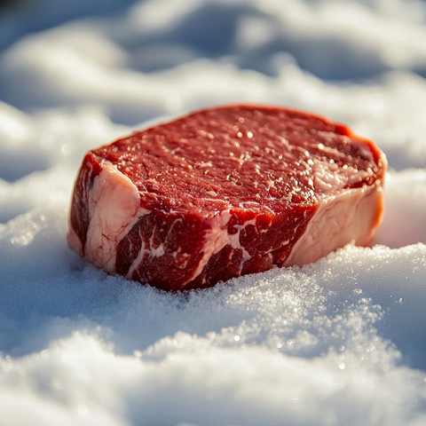 牛肉片雪地特写