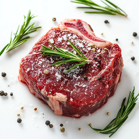 新鲜肉眼牛排白色背景