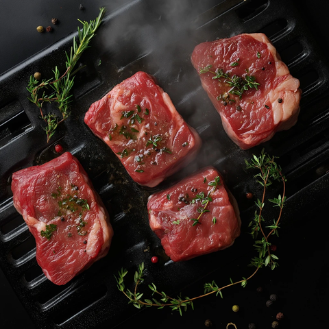 高端炉灶上的生肉切割