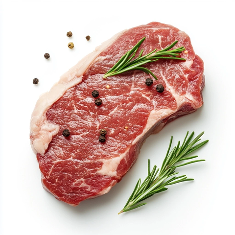 猪肉牛排顶部视角