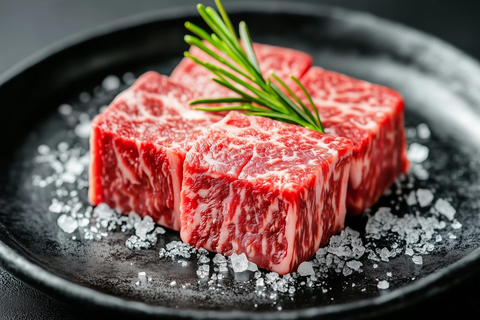 和牛肉片配迷迭香装饰盘