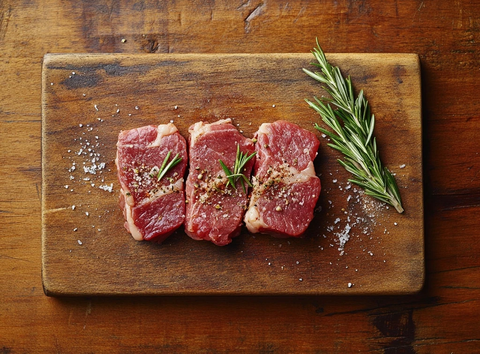 木板上的羊肉与迷迭香