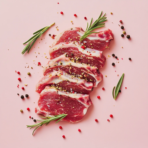 生羊肉片配香料梦幻背景