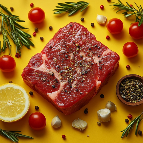 生牛肉与调料特写