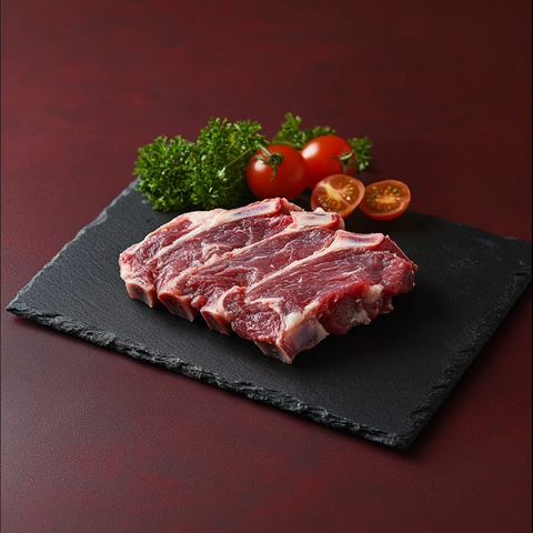 羊排与香草番茄摆盘