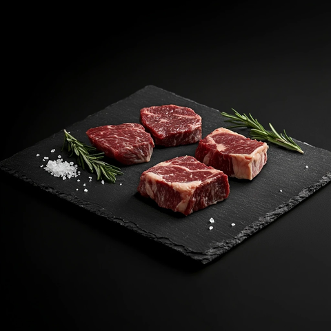 黑石板上的和牛骨牛排