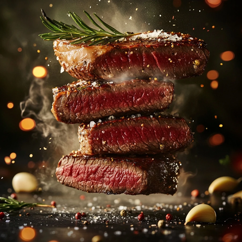 烤牛排配香草盐蒜