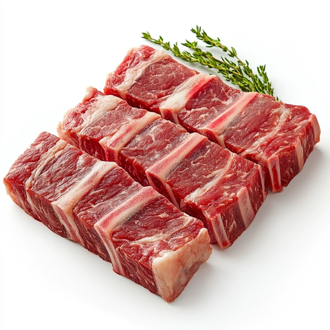 无骨牛短肋肉白色背景