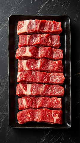 韩牛短肋排切片摆盘