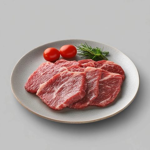 牛肉摆盘灰色背景