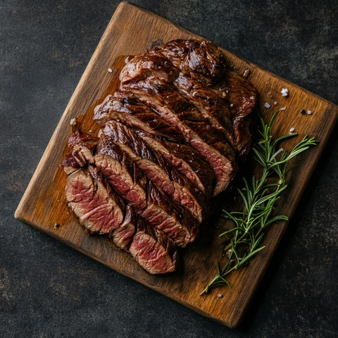 烤鹿肩肉切片摆盘