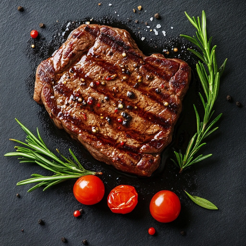 烤牛肉片黑板背景