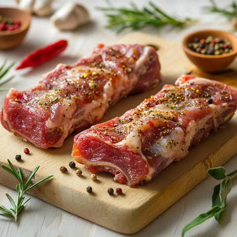 腌肉与香料木板背景