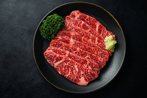 韩式牛肉牛排黑背景